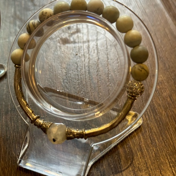 4 bracelets new handcrafted silver bangles moonstone agate glow-in-dark jasper - Picture 8 of 11